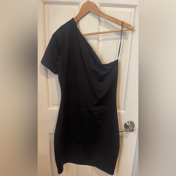 Theory One Shoulder Mini Dress NWT L - Picture 3 of 6